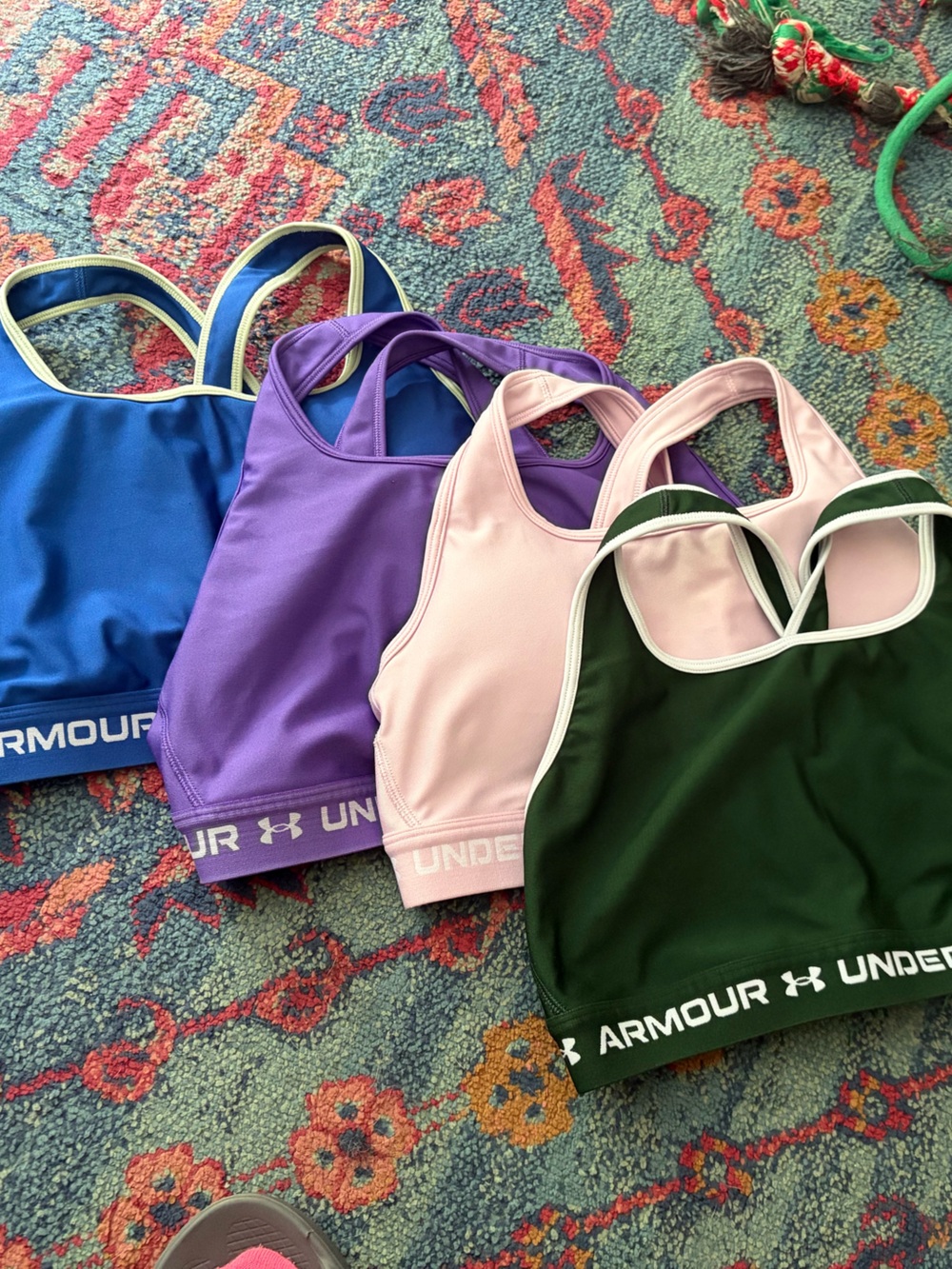 Under Armour Racerback Sports Bras - Green, Light Pink, Purple, Blue